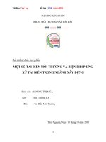 MỘT SỐ TAI BIẾN MÔI TRƯỜNG VÀ BIỆN PHÁP ỨNG XỬ TAI BIẾN TRONG NGÀNH XÂY DỰNG