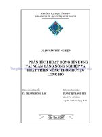 PHÂN TÍCH HOẠT ðỘNG TÍN DỤNG  TẠI NGÂN HÀNG NÔNG NGHIỆP VÀ  PHÁT TRIỂN NÔNG THÔN HUYỆN  LONG HỒ
