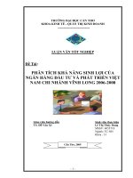 PHÂN TÍCH KHẢNĂNG SINH LỢI CỦA NGÂN HÀNG ĐẦU TƯVÀ PHÁT TRIỂN VIỆT NAM CHI NHÁNH VĨNH LONG 2006-2008