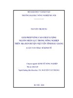 435 Giải pháp nâng cao chất lượng nguồn nhân lực trong nông nghiệp trên địa bàn Huyện Việt Yên Tỉnh Bắc Giang