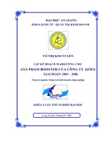 Lập kế hoạch marketing cho sản phẩm booster của công ty AFIEX