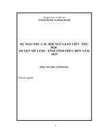 DỰ BÁO NHU CẦU ĐỘI NGŨ GIÁO VIÊN  TIỂU HỌC HUYỆN MÊ LINH - TỈNH VĨNH PHÚC ĐẾN NĂM 2015