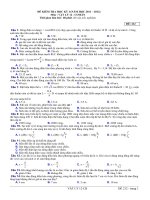 Đề kiểm tra môn Vật lý khối 12