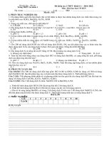 Đề kiểm tra môn hóa khối 11