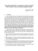 “HỆ THỐNG HỢP ĐỒNG” Ở THẾ GIỚI VÀ VIỆT NAM HÌNH THỨC TỔ CHỨC SẢN XUẤT NÔNG NGHIỆP HỨA HẸN