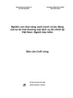 Nghiên cứu khảnăng cạnh tranh và tác động  của tựdo hoá thương mại dịch vụtài chính tại  Việt Nam: Ngành bảo hiểm