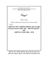 NHỮNG NÉT CHÍNH TRONG QUAN HỆ NGOẠI GIAO LIÊN XÔ - TRUNG QUỐC - MỸ  NHỮNG NĂM 1950 - 1970