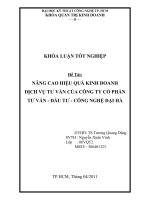 NÂNG CAO HIỆU QUẢ KINH DOANH DỊCH VỤ TƯ VẤN CỦA CÔNG TY CỔ PHẦN TƯ VẤN - ĐẦU TƯ - CÔNG NGHỆ ĐẠI HÀ