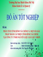 Phân tích tình hình tài chính và một số giải pháp nhằm cải thiện tình hình tài chính tại công ty TNHH nguyên liệu giấy Quy Nhơn