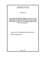 GIẢI PHÁP MỞ RỘNG THÔNG TIN NGỮ CẢNH  PHIÊN DUYỆT WEB NGƯỜI DÙNG NHẰM NÂNG  CAO CHẤT LƯỢNG TƯ VẤN TRONG HỆ THỐNG  TƯ VẤN TIN TỨC