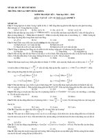 Đề kiểm tra môn Vật lý khối 12