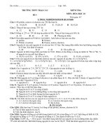 KIỂM TRA MÔN: HÓA HỌC 10