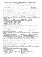 Đề kiểm tra môn hóa khối 11