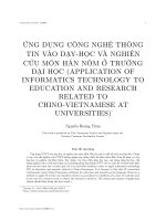 Ứng dụng công nghệ thông tin vào dạy học và nghiên cứu môn Hán nôm ở trường đại học