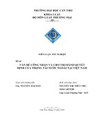 VẤN ĐỀ CÔNG NHẬN VÀ CHO THI HÀNH QUYẾT ĐỊNH CỦA TRỌNG TÀI NƯỚC NGOÀI TẠI VIỆT NAM