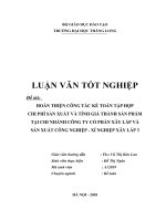 HOÀN THIỆN CÔNG TÁC KẾ TOÁN TẬP HỢP CHI PHÍ SẢN XUẤT VÀ TÍNH GIÁ THÀNH SẢN PHẨM TẠI CHI NHÁNH CÔNG TY CỔ PHẦN XÂY LẮP VÀ SẢN XUẤT CÔNG NGHIỆP - XÍ NGHIỆP XÂY LẮP 3