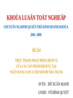 Thực trạng hoạt động dịch vụ tại ngân hàng sản phẩm dịch vụ tại ngân hàng Nam Sách