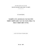 NGHIÊN CỨU, ĐÁNH GIÁ TÀI NGUYÊN THIÊN NHIÊN KHU VỰC ĐÀ NẴNG PHỤC VỤ PHÁT TRIỂN BỀN VỮNG