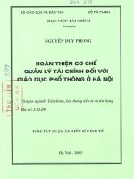 Hoàn thiện cơ chế quản lí tài chính đối với giáo dục phổ thông