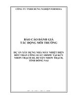 DỰ ÁN XÂY DỰNG NHÀ MÁY NHIỆT ĐIỆN ĐỐT THAN CÔNG SUẤT 150MW TẠI KCN NHƠN TRẠCH III, HUYỆN NHƠN TRẠCH, TỈNH ĐỒNG NAI