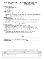 Đề thi học kỳ I môn toán khối 10