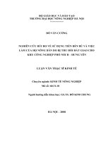 NGHIÊN CỨU RỦI RO VỀ SỬ DỤNG TIỀN ĐỀN BÙ VÀ VIỆC LÀM CỦA HỘ NÔNG DÂN DO BỊ THU HỒI ĐẤT GIAO CHO KHU CÔNG NGHIỆP PHỐ NỐI B – HƯNG YÊN