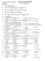 Tran Quy Cap Senior High School TEST ON ENGLISH Class: 10