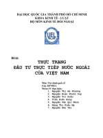 THỰC TRẠNG  ĐẦU TƯ TRỰC TIẾP NƯỚC NGOÀI  CỦA VIỆT NAM