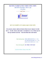 ỨNG DỤNG MÔ HÌNH SWMM TÍNH TIÊU THOÁT NƯỚC CHO KHU TÁI ĐỊNH CƯ XÃ VĨNH LỘC B – HUYỆN BÌNH CHÁNH – THÀNH PHỐ HỒ CHÍ MINH