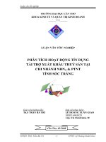 Phân tích hoạt động tín dụng tài trợ xuất khẩu thuỷ sản tại chi nhánh Ngân hàng Nông nghiệp & Phát triển nông thôn tỉnh Sóc Trăng