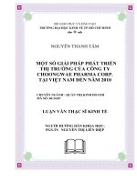 273 Một số giải pháp phát triển thị trường của Công ty CHOONGWAE PHARMA CORP tại Việt Nam đến năm 2015