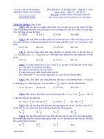 Đề kiểm tra môn Vật lý khối 12