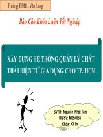 XÂY DỰNG HỆ THỐNG QUẢN LÝ CHẤT  THẢI ĐIỆN TỬ GIA DỤNG CHO TP. HCM