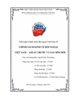 CHÍNH SÁCH KINH TẾ ĐỐI NGOẠI VIỆT NAM – ASEAN TRƯỚC VÀ SAU ĐỔI MỚI