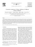 Consumer acceptance of cheese,influence of different testing conditions