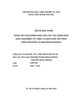 Khảo sát khả năng khử của các tác nhân khử acid ascorbic và thiếc clorua đối phức giữa photpho và molipdovanadat