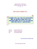 NGHIÊN CỨU CÁC YẾU TỐ ẢNH HƯỞNG ĐẾN XU HƯỚNG CHỌN MUA CÁC THƯƠNG HIỆU XE TAY GA TẠI THÀNH PHỐ NHA TRANG –KHÁNH HÒA