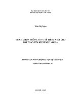 TRÍCH CHỌN THÔNG TIN Y TẾ TIẾNG VIỆT CHO BÀI TOÁN TÌM KIẾM NGỮ NGHĨA