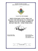 PHÂN TÍCH KHẢNĂNG TIẾP CẬN  NGUỒN VỐN TÍN DỤNG CỦA NÔNG HỘ TRONG SẢN XUẤT NÔNG NGHIỆP Ở HUYỆN TRÀ ÔN – TỈNH VĨNH LONG