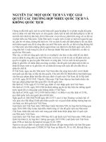 NGUYÊN TẮC MỘT QUỐC TỊCH VÀ VIỆC GIẢI QUYẾT CÁC TRƯỜNG HỢP NHIỀU QUỐC TỊCH VÀ KHÔNG QUỐC TỊCH