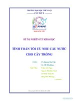 Tính toán tối ưu nhu cầu nước cho cây trồng