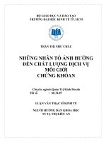 16 Những nhân tố ảnh hưởng đến chất lượng dịch vụ môi giới chứng khoán