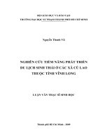 594 Nghiên cứu tiềm năng phát triển du lịch sinh thái ở các xã Cù Lao thuộc tỉnh Vĩnh Long