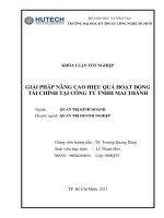 Giải pháp nâng cao hiệu quả hoạt động tài chính tại cty TNHH Mai Thành