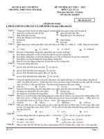 Đề kiểm tra môn Vật lý khối 12