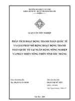 Phân tích hoạt động thanh toán quốc tế và giải pháp mở rộng hoạt động thanh toán quốc tế tại ngân hàng nông nghiệp và phát triển nông thôn tỉnh sóc trăng