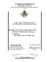 NGHIÊN CỨU ỨNG DỤNG đẠM THỦY PHÂN TỪ TRÙN QUẾ (Perionyx excavatus) đỂ NUÔI CẤY VI SINH VẬT