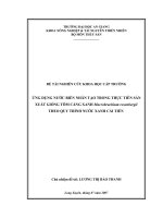 ứng dụng nước biển nhân tạo trong thực tiễn sản xuất giống tôm càng xanh