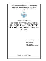 Quản lý chất thải rắn sinh hoạt cho thành phố Mỹ Tho