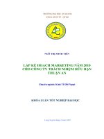 264 Lập kế hoạch Marketing cho Công ty TNHH Thuận An năm 2010